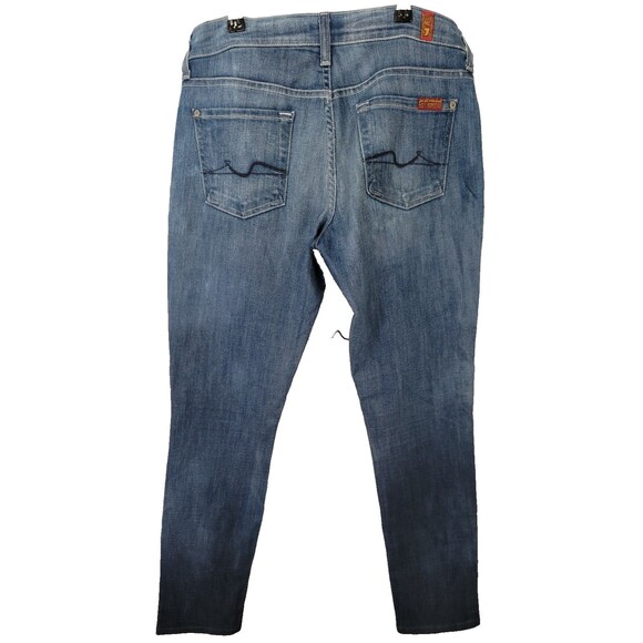 7 For All Mankind Roxanne Ankle Jean 27 Denim Medium Wash Skinny - Picture 2 of 15